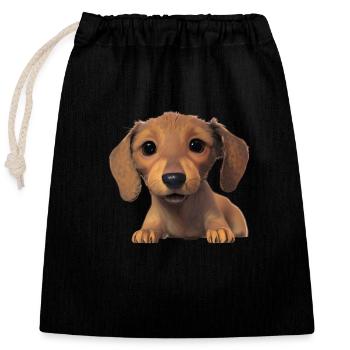 Hundehalter Hunde Dachshund Hund Dackelwelpe - Verschließbarer Geschenkbeutel aus Baumwolle (25x30cm) - Schwarz - Vorne