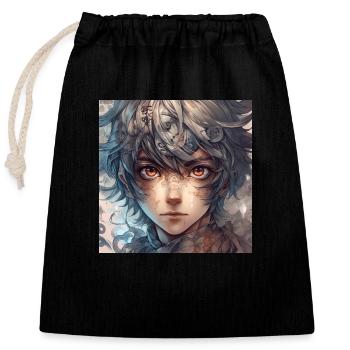 Anime white hair - Verschließbarer Geschenkbeutel aus Baumwolle (25x30cm) - Schwarz - Vorne