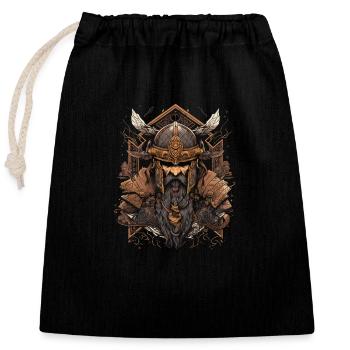 Wikinger Nordmann: Elegantes nordisches Design - Verschließbarer Geschenkbeutel aus Baumwolle (25x30cm) - Schwarz - Vorne