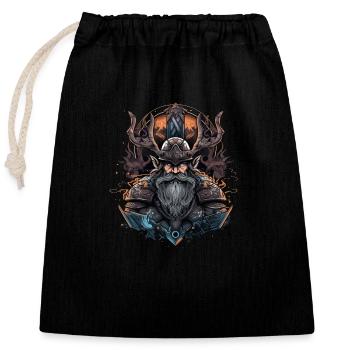 Wikinger Nordmann: Elegantes nordisches Design - Verschließbarer Geschenkbeutel aus Baumwolle (25x30cm) - Schwarz - Vorne