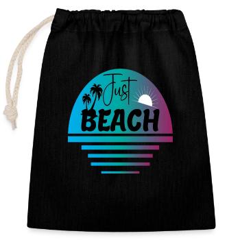Just Beach - Verschließbarer Geschenkbeutel aus Baumwolle (25x30cm) - Schwarz - Vorne