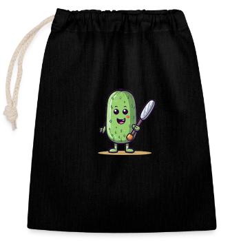 Pickleball Picklepaddle Pickle Sport - Closable cotton gift bag (25x30cm) - black - Front