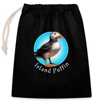 Island Puffin - Verschließbarer Geschenkbeutel aus Baumwolle (25x30cm) - Schwarz - Vorne