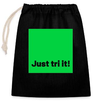 just tri it green - Closable cotton gift bag (25x30cm) - black - Front