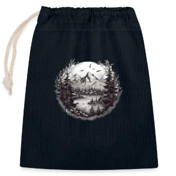 Nature Aventure Randonnée Camping Design - Sac cadeau en coton avec cordon (25 x 30 cm) - bleu marine - Devant