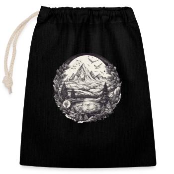 Nature Aventure Randonnée Camping Design - Sac cadeau en coton avec cordon (25 x 30 cm) - noir - Devant