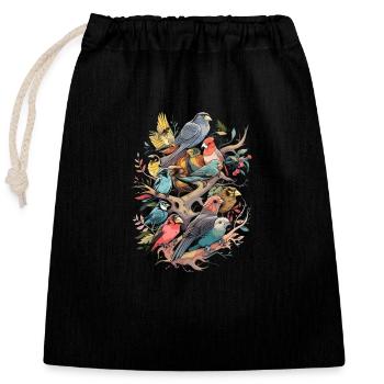 Bird watching Bird watchers Birds - Closable cotton gift bag (25x30cm) - black - Front