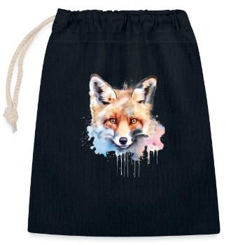 Fox Wild Animal Chemise de sommeil Aquarelle - Sac cadeau en coton avec cordon (25 x 30 cm) - bleu marine - Devant