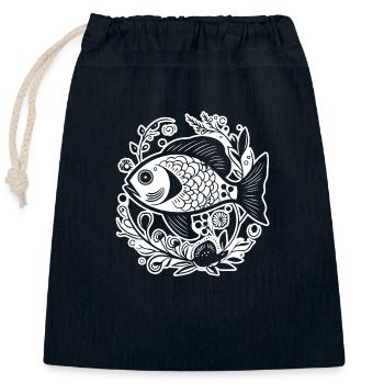 Pêche au poisson Pêche en mer - Sac cadeau en coton avec cordon (25 x 30 cm) - bleu marine - Devant