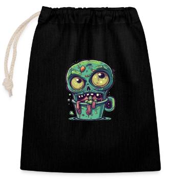 Halloween Kaffeebecher - gruselige Kaffeetasse - Verschließbarer Geschenkbeutel aus Baumwolle (25x30cm) - Schwarz - Vorne