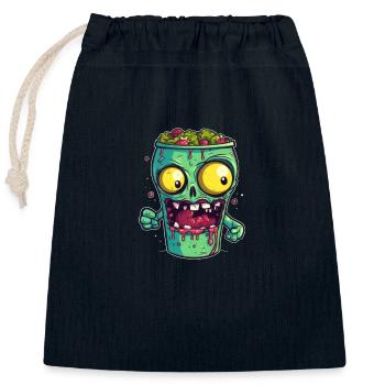 Halloween Kaffeebecher - gruselige Kaffeetasse - Verschließbarer Geschenkbeutel aus Baumwolle (25x30cm) - Navy - Vorne