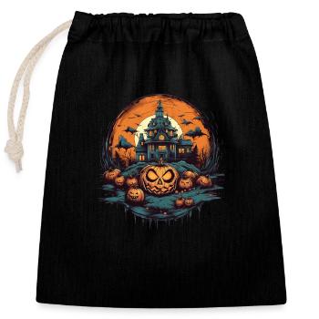 Halloween - Sac cadeau en coton avec cordon (25 x 30 cm) - noir - Devant
