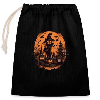 Halloween - Sac cadeau en coton avec cordon (25 x 30 cm) - noir - Devant