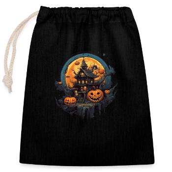 Halloween - Sac cadeau en coton avec cordon (25 x 30 cm) - noir - Devant