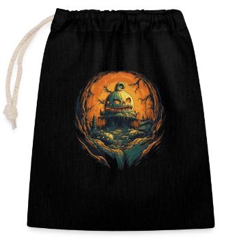 Halloween - Sac cadeau en coton avec cordon (25 x 30 cm) - noir - Devant