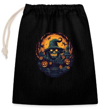 Halloween - Sac cadeau en coton avec cordon (25 x 30 cm) - noir - Devant