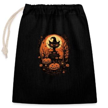Halloween - Sac cadeau en coton avec cordon (25 x 30 cm) - noir - Devant