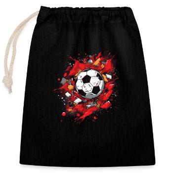 Fußball Ball - Verschließbarer Geschenkbeutel aus Baumwolle (25x30cm) - Schwarz - Vorne