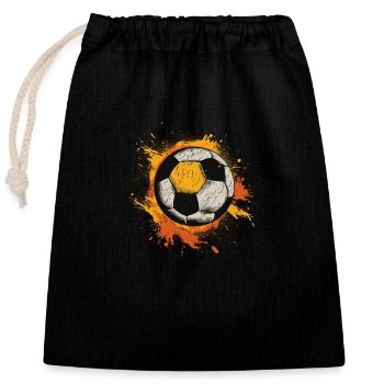 Fußball Ball - Verschließbarer Geschenkbeutel aus Baumwolle (25x30cm) - Schwarz - Vorne