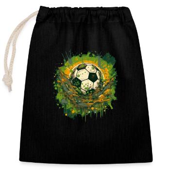 Fußball Ball - Verschließbarer Geschenkbeutel aus Baumwolle (25x30cm) - Schwarz - Vorne
