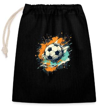 Fußball Ball - Verschließbarer Geschenkbeutel aus Baumwolle (25x30cm) - Schwarz - Vorne