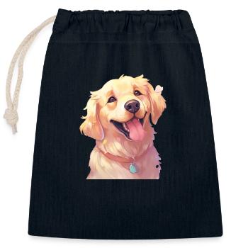 L’art du Golden Retriever - Sac cadeau en coton avec cordon (25 x 30 cm) - bleu marine - Devant