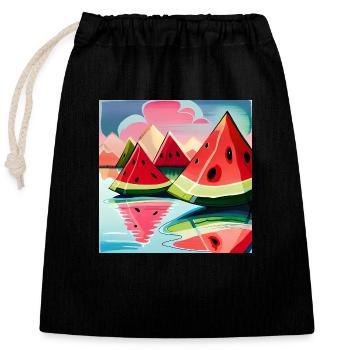 Melon Watermelon Mountain Wassermelone Berge - Verschließbarer Geschenkbeutel aus Baumwolle (25x30cm) - Schwarz - Vorne