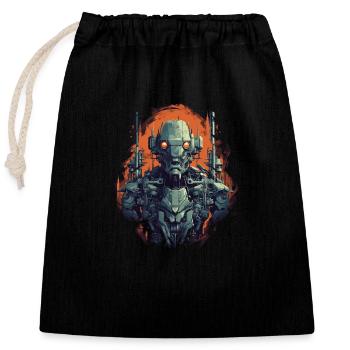 Mecha - Closable cotton gift bag (25x30cm) - black - Front