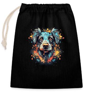 Dog - Closable cotton gift bag (25x30cm) - black - Front