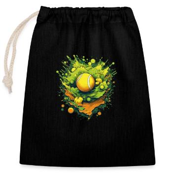 Tennis ball - Verschließbarer Geschenkbeutel aus Baumwolle (25x30cm) - Schwarz - Vorne