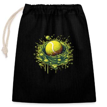 Tennis ball - Verschließbarer Geschenkbeutel aus Baumwolle (25x30cm) - Schwarz - Vorne