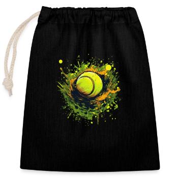 Tennis ball - Verschließbarer Geschenkbeutel aus Baumwolle (25x30cm) - Schwarz - Vorne