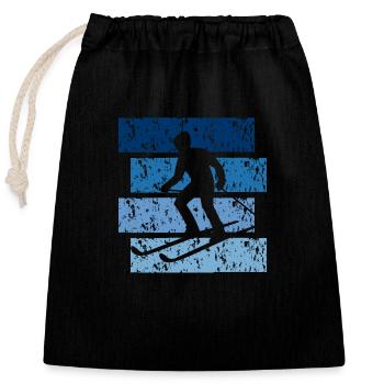 Ski cadeau Vintage - Sac cadeau en coton avec cordon (25 x 30 cm) - noir - Devant