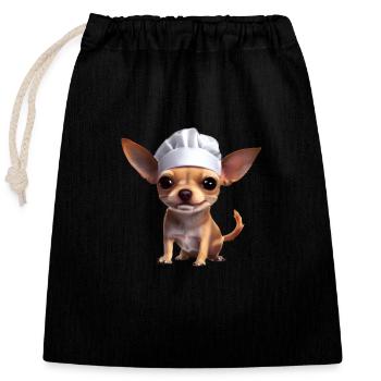 Chihuahua Gastronom Hund Chihuahuawelpe Hunde - Verschließbarer Geschenkbeutel aus Baumwolle (25x30cm) - Schwarz - Vorne