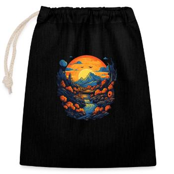 Landscape - Closable cotton gift bag (25x30cm) - black - Front