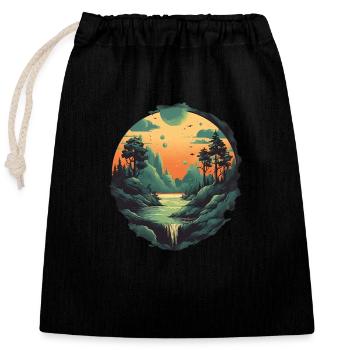 Landscape - Closable cotton gift bag (25x30cm) - black - Front
