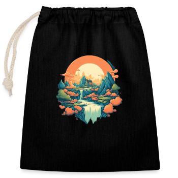 Landscape - Closable cotton gift bag (25x30cm) - black - Front