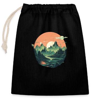 Landscape - Closable cotton gift bag (25x30cm) - black - Front