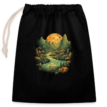 Landscape - Closable cotton gift bag (25x30cm) - black - Front