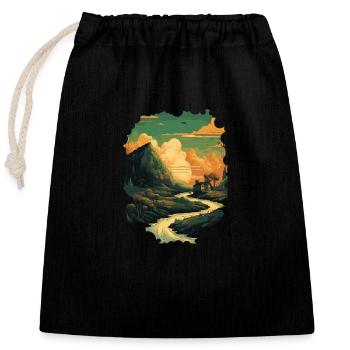Landscape - Closable cotton gift bag (25x30cm) - black - Front