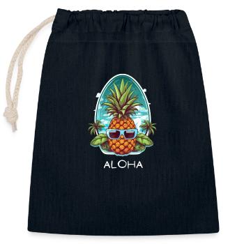 Aloha Pineapple Beach Holiday Hawaii Shirt - Closable cotton gift bag (25x30cm) - navy - Front