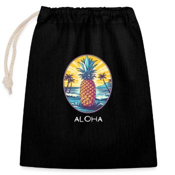 Aloha Pineapple Beach Holiday Hawaii Shirt - Closable cotton gift bag (25x30cm) - black - Front