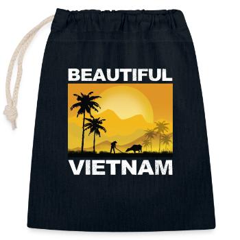 Vietnam Viet Bauern Reisfeld Flagge I Geschenk - Verschließbarer Geschenkbeutel aus Baumwolle (25x30cm) - Navy - Vorne