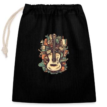 Music Instruments - Closable cotton gift bag (25x30cm) - black - Front