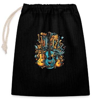 Music Instruments - Closable cotton gift bag (25x30cm) - black - Front