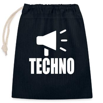 Techno - Sac cadeau en coton avec cordon (25 x 30 cm) - bleu marine - Devant