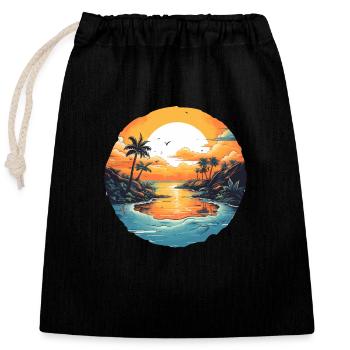 Strand - Verschließbarer Geschenkbeutel aus Baumwolle (25x30cm) - Schwarz - Vorne
