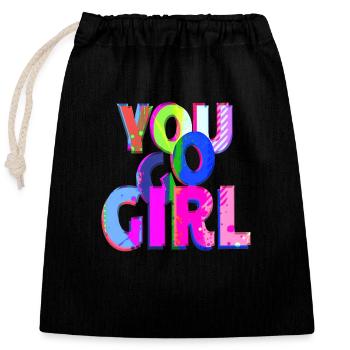 du gehst girl power frauen mädchen feminismus zitate frau - Verschließbarer Geschenkbeutel aus Baumwolle (25x30cm) - Schwarz - Vorne