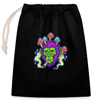 Stoned Ape | Psychedelic Gorilla | Trippy | - Closable cotton gift bag (25x30cm) - black - Front