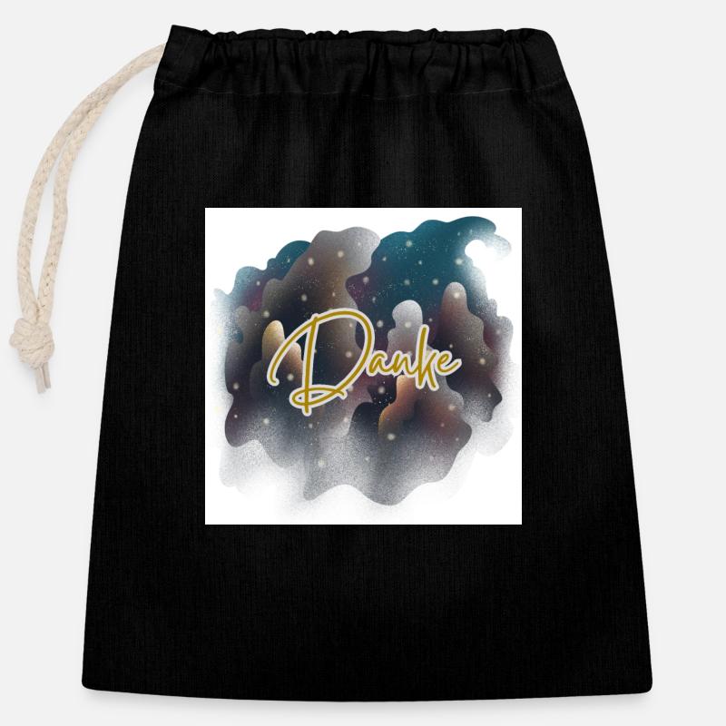 Danke - Verschließbarer Geschenkbeutel aus Baumwolle (25x30cm) - Schwarz